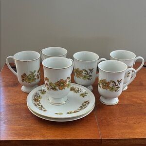 Vintage Porcelain Floral Dinnerware Set with Gold Trim